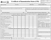 Washington State Department of Health Certificate of Immunization Status Form (blank)