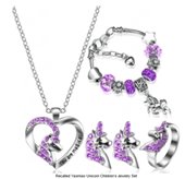 Recalled Children's Jewelry Set - unicorn with pinkish purple stones