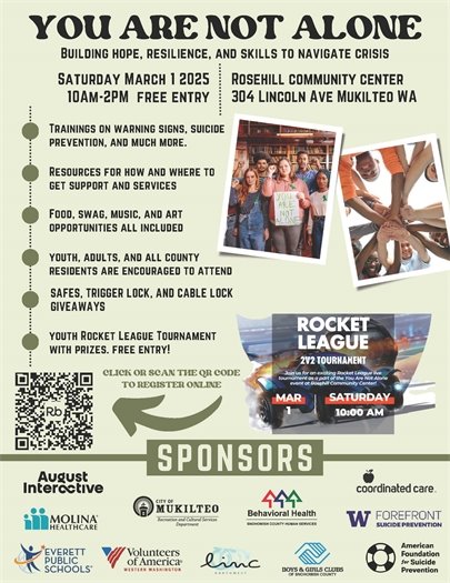 You Are Not Alone youth mental health event flyer