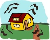 House shaking in an earthquake clipart image