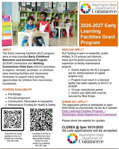 Department of Commerce Early Learning Grant Flyer Image
