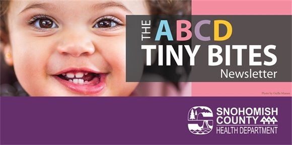 Tiny Bites Newsletter Header with photo of smiling child