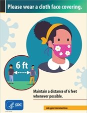 Face covering and 6 feet