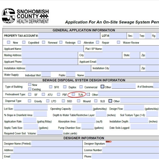 Septic Application with Treatment Level N Box