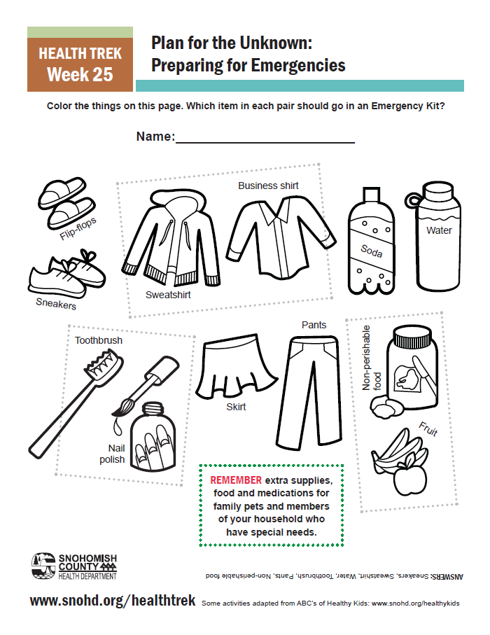 Health Trek Week 25 Activity_Emergency Preparedness